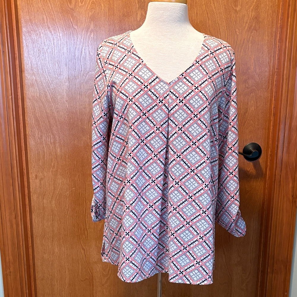 Bobeau Multicolor Patterned Blouse